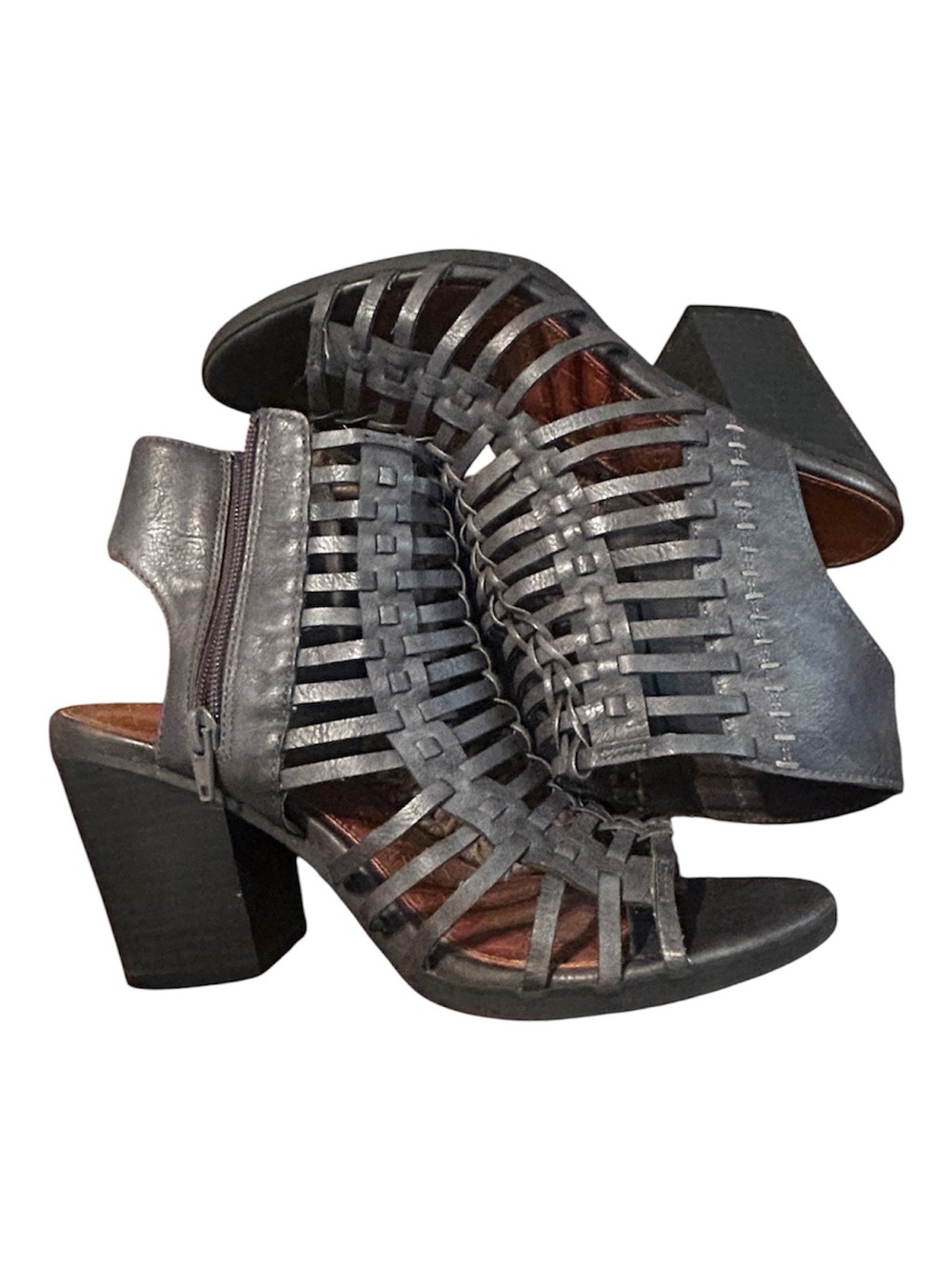 Woven Block Heel Sandals - Gray size 10 Maurice’s